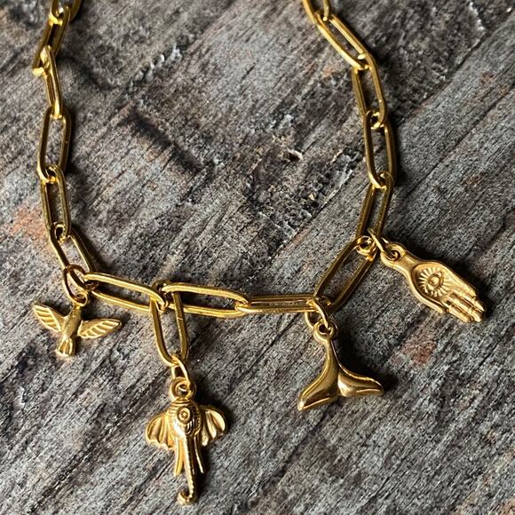 NEW Good Luck Gold Charm Layering Bracelet - Picture 7 of 13